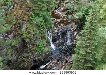 Plodda Falls Is A Waterfall 5 Km Southwest Of The Village Of Tomich, Near Glen Affric, In The Highla