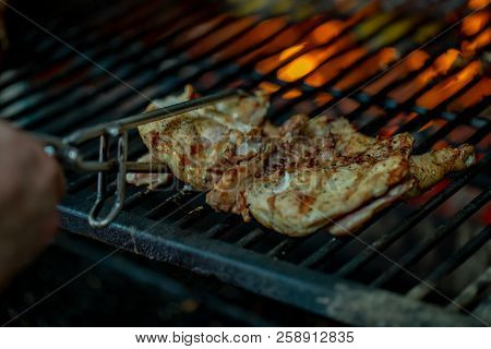 Half Chicken Is Ready For Dinner After Cooking On The Barbeque