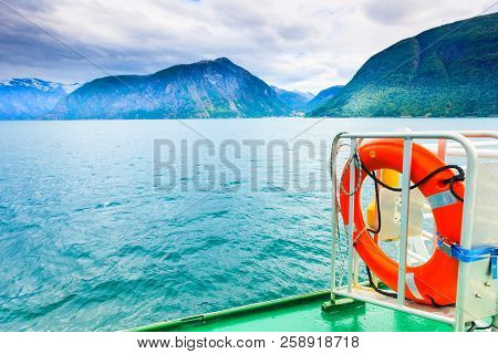 Tourism Vacation And Travel. Mountains Landscape And Fjord In Norway Scandinavia Europe. Norddalsfjo