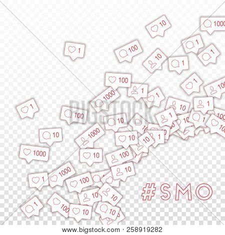 Social Media Icons. Smo Concept. Falling Counter Comment Friend Notification. Radiant Right Bottom C