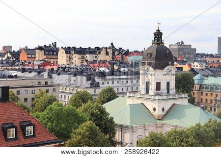 Stockholm, Sweden - City Architecture In Norrmalm District. Adolf Fredriks Church.