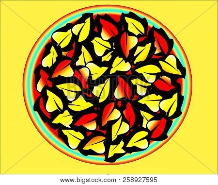 Autumn Background With Leaves In The Ring.