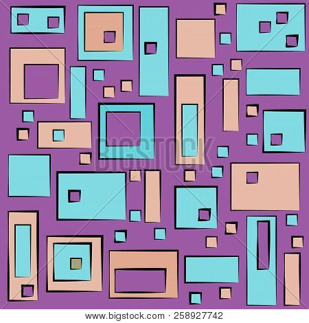 Modern Colorful Geometric Pattern In Square And Rectangular Style.