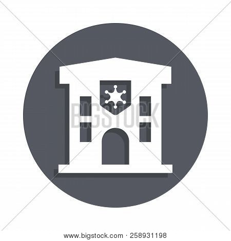 Police Station Building Icon In Badge Style. One Of Buildings Collection Icon Can Be Used For Ui, Ux