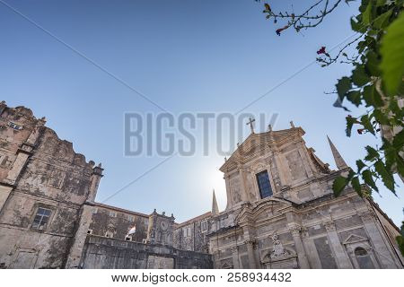 Wide Angle View Of The Saint Ignacious Church In Dubrovnik, Croatia.