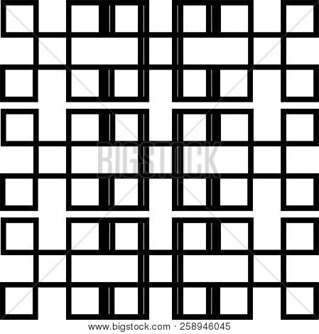 Geometric Black And White Pattern With Rectangles And Squares.