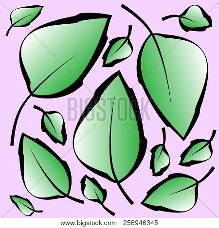 Pattern With Green Leaves In Pastel Colors.