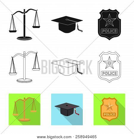 Vector Design Of Law And Lawyer Icon. Collection Of Law And Justice Stock Symbol For Web.