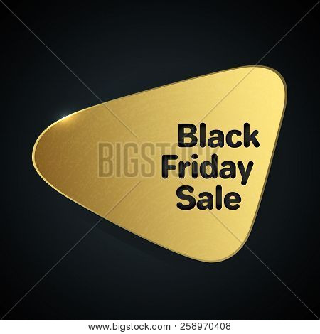 Black Friday Sale Abstract Geometric Logotype Vector Illustration. Golden Textured Emblem For Logo, 