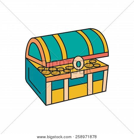 Pirate Safe Gold Icon. Cartoon Pirate Safe Gold Vector Icon For Web Design Isolated On White Backgro
