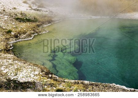 West Thumb Geyser Basin Blue,green And Yellow, Yellostone National Park, Wyoming