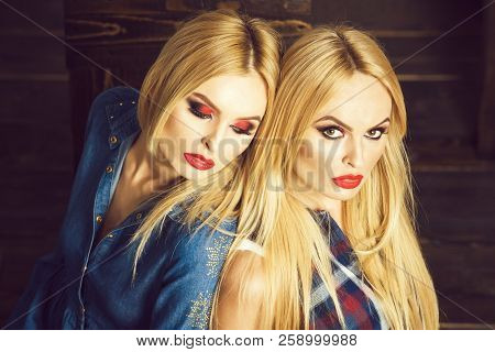 Makeup And Hairstyle, Twin Sisters, Lesbian And Gay, Homosexual Love, Relax, Beauty And Fashion, You