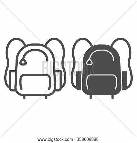 Sports Backpack Line And Solid Icon. Sportsman Daypack Bag With Handles Symbol, Outline Style Pictog