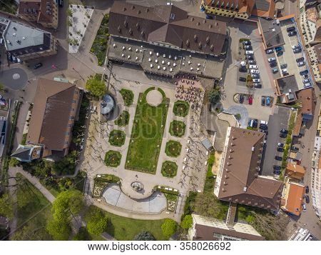 Beautiful Top View Of The Park And The Central, Historical Part Of Bad Durkheim. Germany.