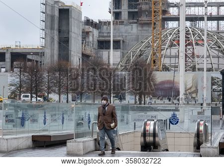 Istanbul, Turkey - 24 March, 2020:  A Person Wearing Face Mask To Protect From Corona Virus (covid-1