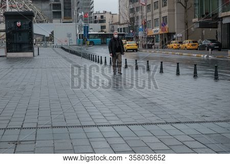 Istanbul, Turkey - 24 March, 2020:  A Person Wearing Face Mask To Protect From Corona Virus (covid-1