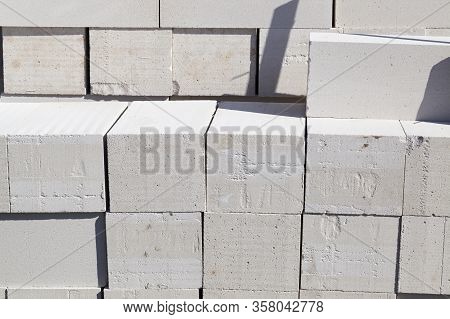 Porous Material Of Gas Silicate Blocks For The Construction Of Buildings And Structures, Close-up Of