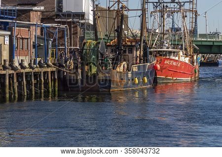New Bedford, Massachusetts, Usa - June 8, 2019: Commercial Fishing Boats Hustler And Bald Eagle Ii N