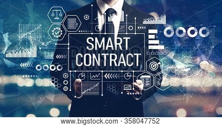 Smart Contract Concept With Businessman Holding A Tablet Computer