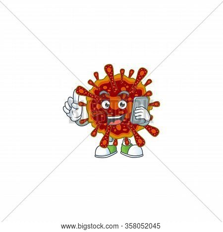 A Sweet Deadly Coronvirus Cartoon Design Style Speaking On Phone