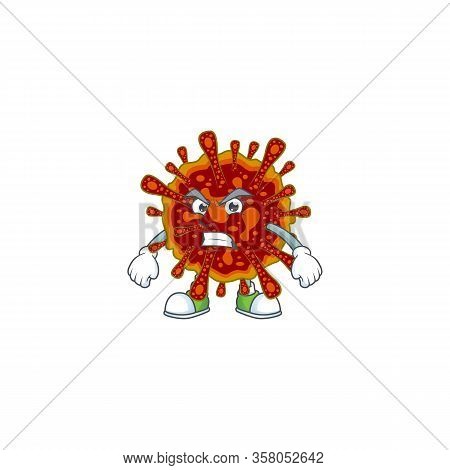 Charming Deadly Coronvirus Mascot Design Style Waving Hand