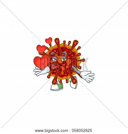 A Romantic Cartoon Character Of Deadly Coronvirus With A Heart