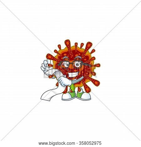 Cartoon Character Of Deadly Coronvirus Holding Menu On His Hand