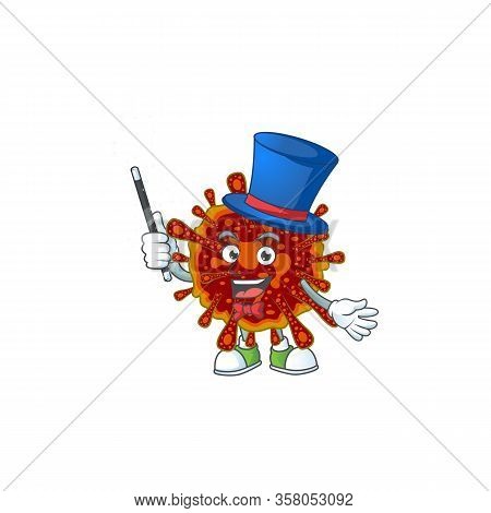 Charming Deadly Coronvirus Cartoon Design Performance As A Magician Style