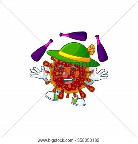 Deadly Coronvirus Cartoon Character Concept Love Playing Juggling