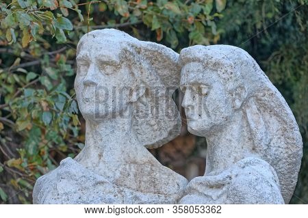 Gjirokaster, Albania - September 29, 2019: Hanged Partisan Women Monument At The Top Of Sheshi Cerci