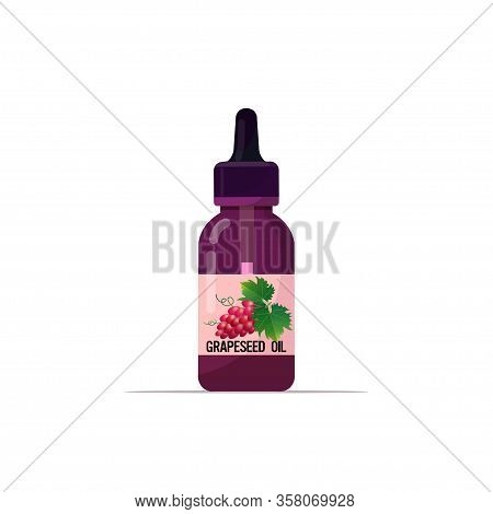 Realistic Grapeseed Fruit Essential Oil Glass Bottle With Dropper Cosmetic Liquid Ingredient For Foo