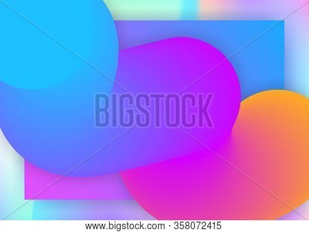 Liquid Fluid. Holographic 3d Backdrop With Modern Trendy Blend. Cool Mobile, Website Layout. Vivid G