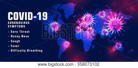 Covid-19 Coronavirus Symptons List With Virus Spread Banner