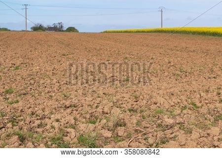 Ploughed Field In Brittany During A Sunny Day Inspring