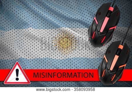 Argentina Flag And Two Computer Mouses. Misinformation During Coronavirus Or 2019-ncov Virus Concept