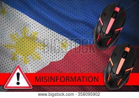 Philippines Flag And Two Computer Mouses. Misinformation During Coronavirus Or 2019-ncov Virus Conce