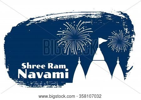 Shree Ram Navami Celebration Card With Temple Design