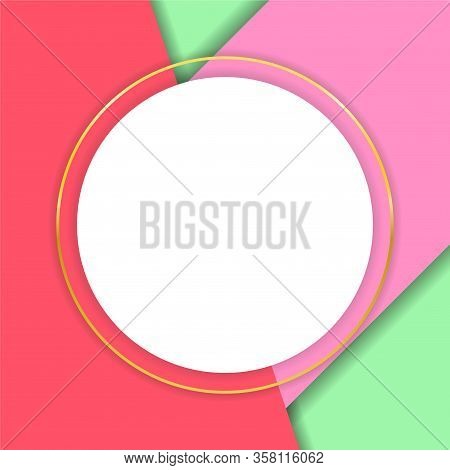Paper Cut Pink And Green Spring Or Summer Background For Greeting Card With White Circle For Copyspa