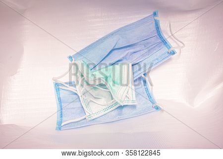 Disposable Breath Filter Face Mask With Earloop. Protective Mask On Infected Trash Protecting The Re