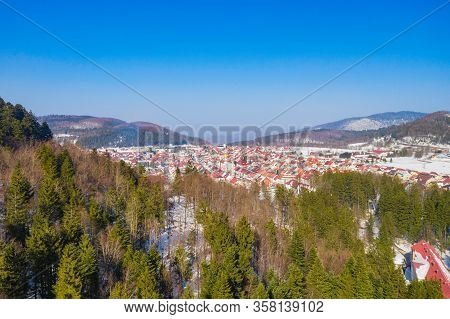 Croatia, Town Of Delnice In Gorski Kotar, Drone Aerial View In Winter