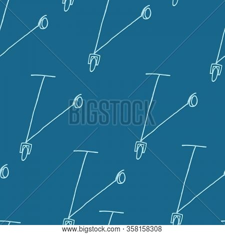 Seamless Pattern Scooter Background, Simple Design. Doodle Scooter. Vector Hand Drawn Illustration