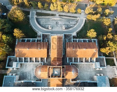 Yessentuki, Stavropol Territory / Russia - October 20, 2019: Semashko Mud Baths Top View.