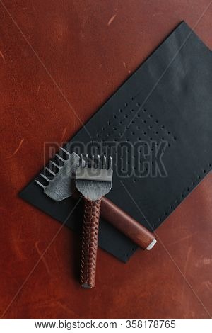 Punches On The Leather Shred With The Place For Your Text
