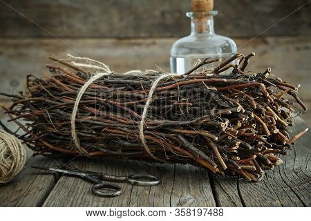 Comarum Palustre (potentilla Palustris) Stems And Roots, Purple Marshlocks Died Plant, Swamp Cinquef