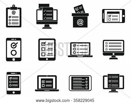 Online Survey Form Icons Set. Simple Set Of Online Survey Form Vector Icons For Web Design On White 