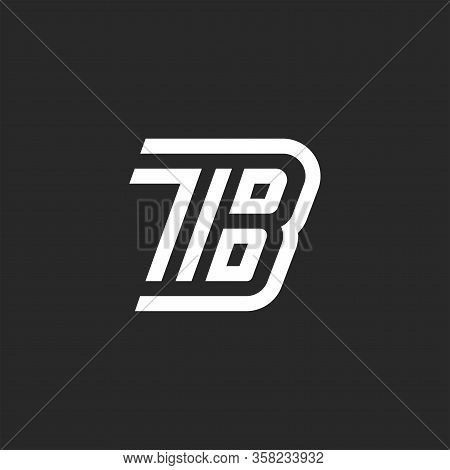 Initials Tb Letters Monogram, Two Letters T And B Creative Linear Creative Emblem, Sample Black And 