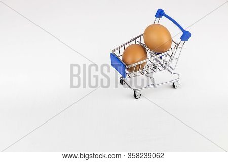 Raw Chicken Egg Isolated On White Background, Space For Text.