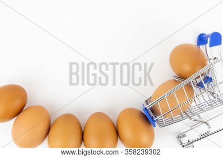 Raw Chicken Egg Isolated On White Background, Space For Text.