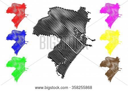 Coffs Harbour City, New South Wales (commonwealth Of Australia, Australia City) Map Vector Illustrat