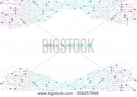 Technology Abstract Circuit Board Texture Background. High-tech Futuristic Circuit Board Banner Wall